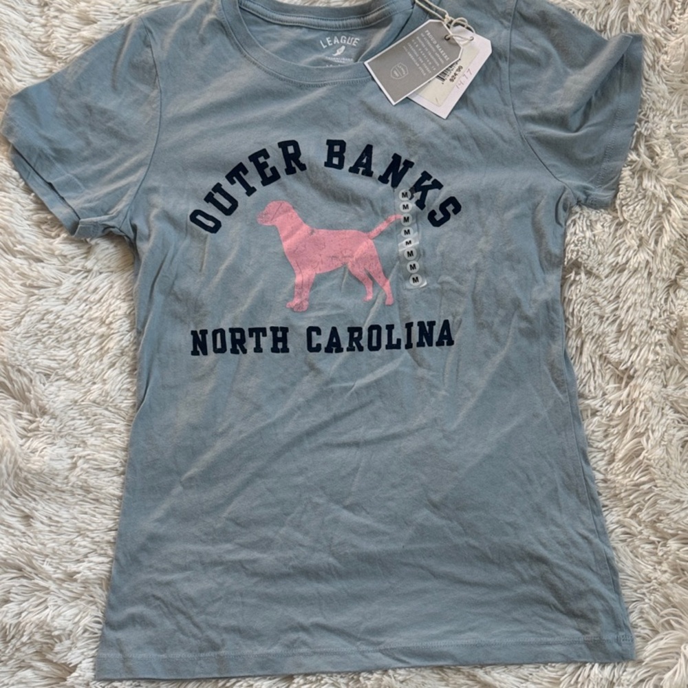 NEW Outer Banks North Carolina Pink Labrador Retriever Dog Beach Tee Shirt